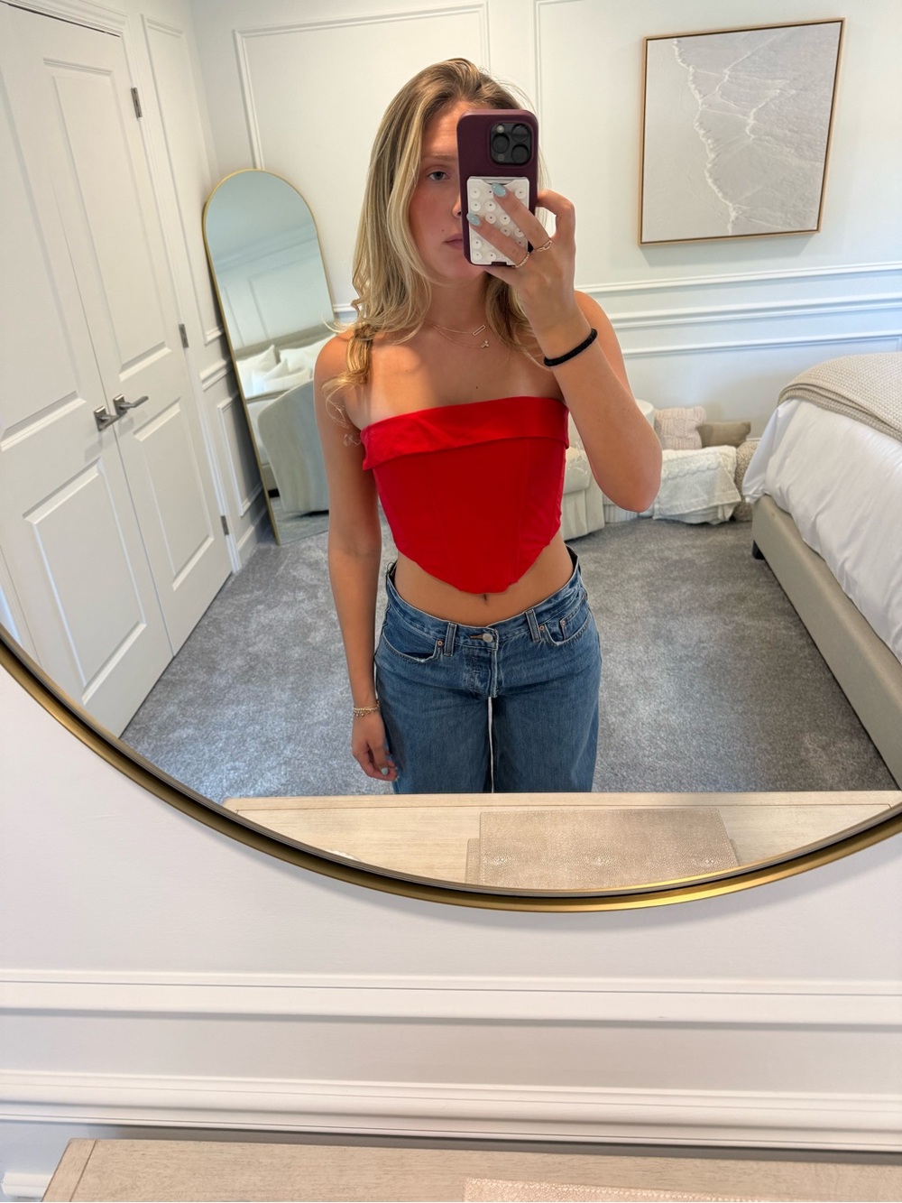 Classic Red Strapless Bandana Crop Top